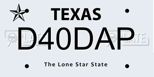 D40DAP Texas License Plate