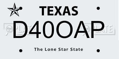 D40OAP Texas License Plate