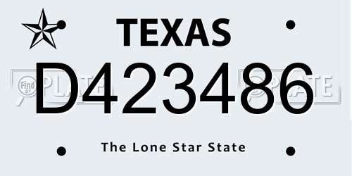 D423486 Texas License Plate
