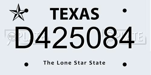 D425084 Texas License Plate
