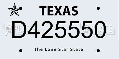 D425550 Texas License Plate
