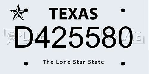 D425580 Texas License Plate