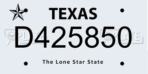 D425850 Texas License Plate