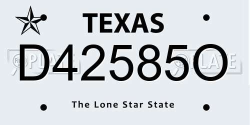 D42585O Texas License Plate