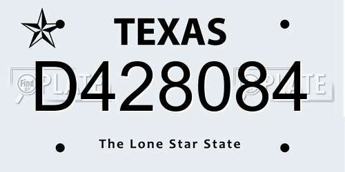 D428084 Texas License Plate