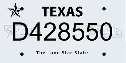 D428550 Texas License Plate