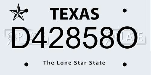 D42858O Texas License Plate