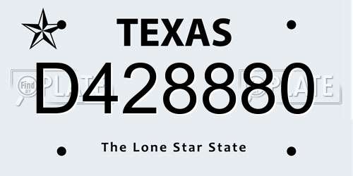 D428880 Texas License Plate