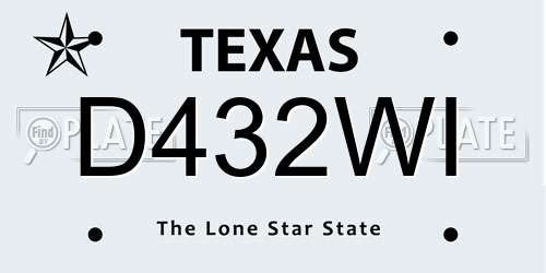 D432WI Texas License Plate