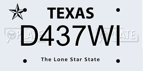 D437WI Texas License Plate