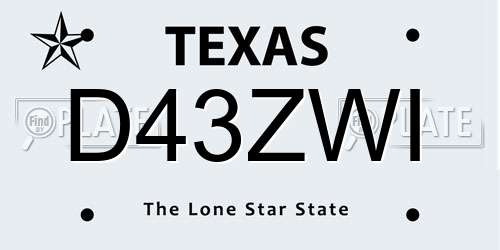 D43ZWI Texas License Plate