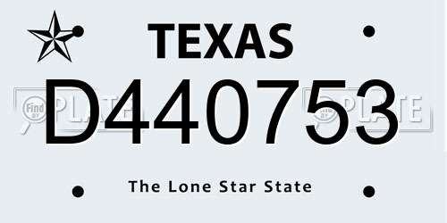 D440753 Texas License Plate