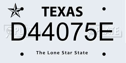 D44075E Texas License Plate