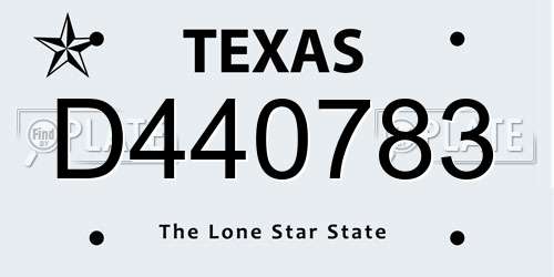 D440783 Texas License Plate