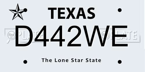 D442WE Texas License Plate