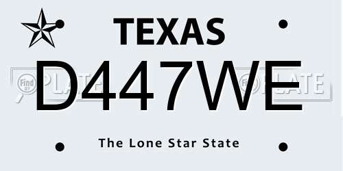 D447WE Texas License Plate