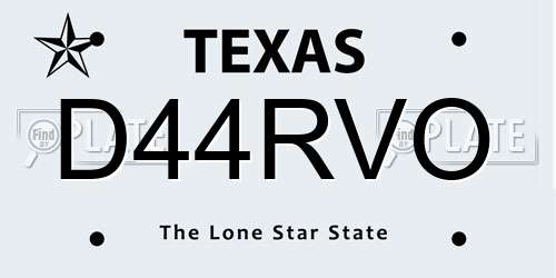 D44RVO Texas License Plate