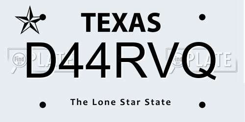 D44RVQ Texas License Plate
