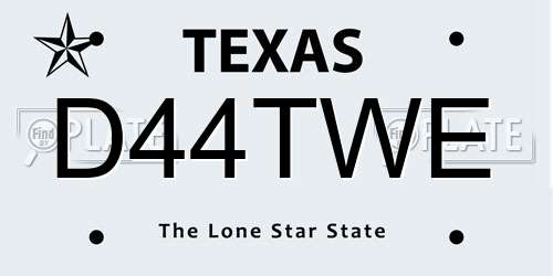 D44TWE Texas License Plate