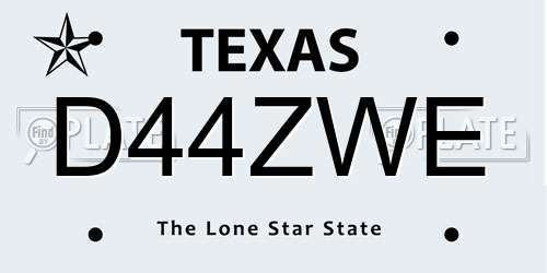 D44ZWE Texas License Plate