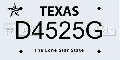 D4525G Texas License Plate