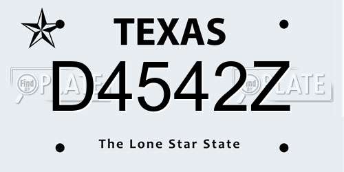 D4542Z Texas License Plate