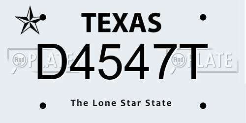 D4547T Texas License Plate