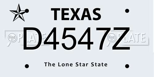 D4547Z Texas License Plate