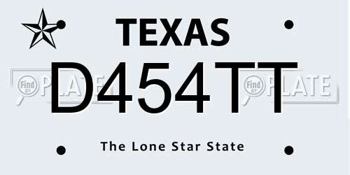 D454TT Texas License Plate