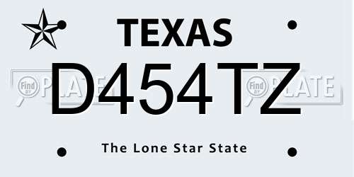 D454TZ Texas License Plate