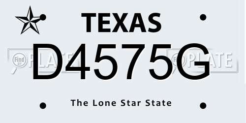 D4575G Texas License Plate