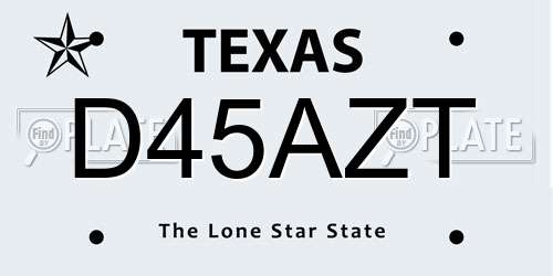 D45AZT Texas License Plate
