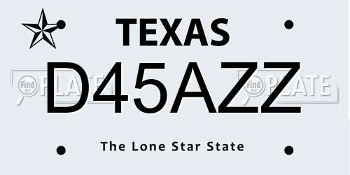 D45AZZ Texas License Plate