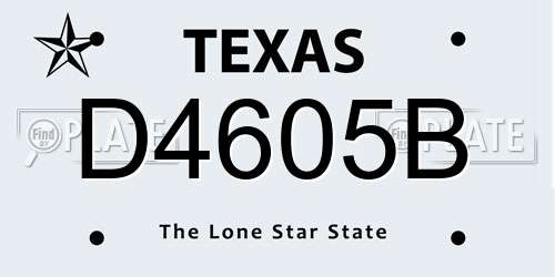 D4605B Texas License Plate