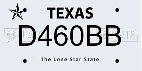 D460BB Texas License Plate