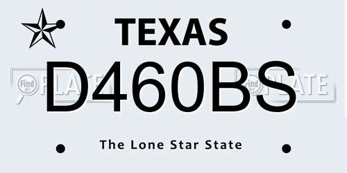 D460BS Texas License Plate
