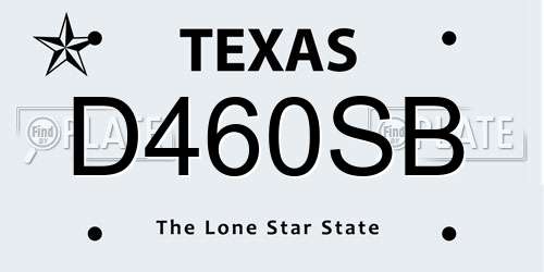 D460SB Texas License Plate