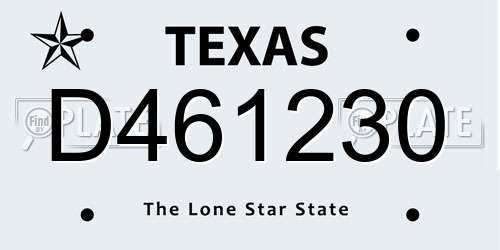D461230 Texas License Plate