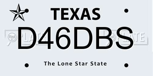 D46DBS Texas License Plate