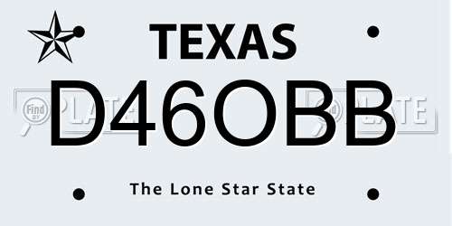 D46OBB Texas License Plate