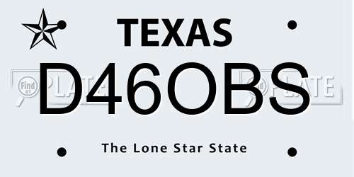 D46OBS Texas License Plate