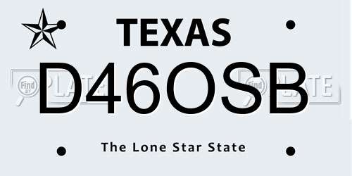 D46OSB Texas License Plate