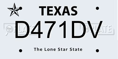 D471DV Texas License Plate