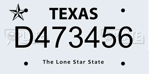 D473456 Texas License Plate