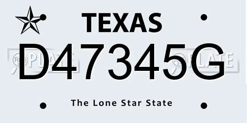 D47345G Texas License Plate