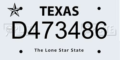 D473486 Texas License Plate