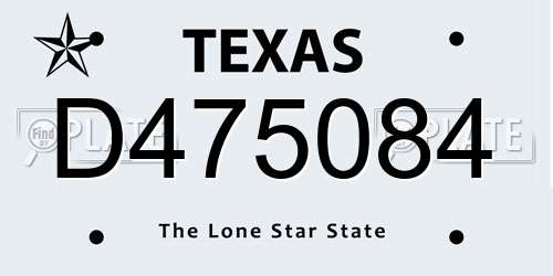 D475084 Texas License Plate