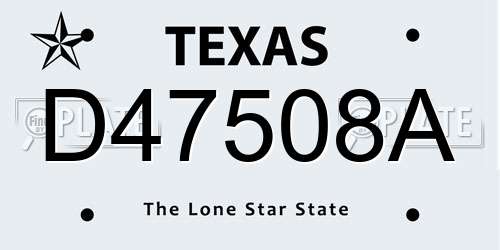 D47508A Texas License Plate