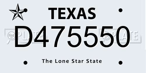 D475550 Texas License Plate