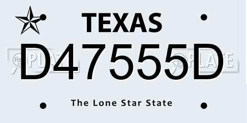 D47555D Texas License Plate